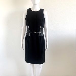 MICHAEL KORS Sheath Dress, Leather Belt & Cincher, Size: 6, Black (CL03)